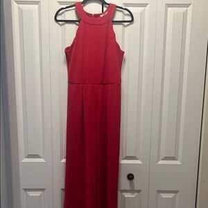 Francesca's Collections Red Halter Neck Sleeveless Jumpsuit